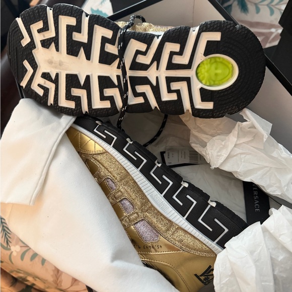 Versace Gold and Black Athletic Shoes